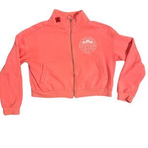St Pete Beach cropped Zipup Pink Sweatshirt Medium